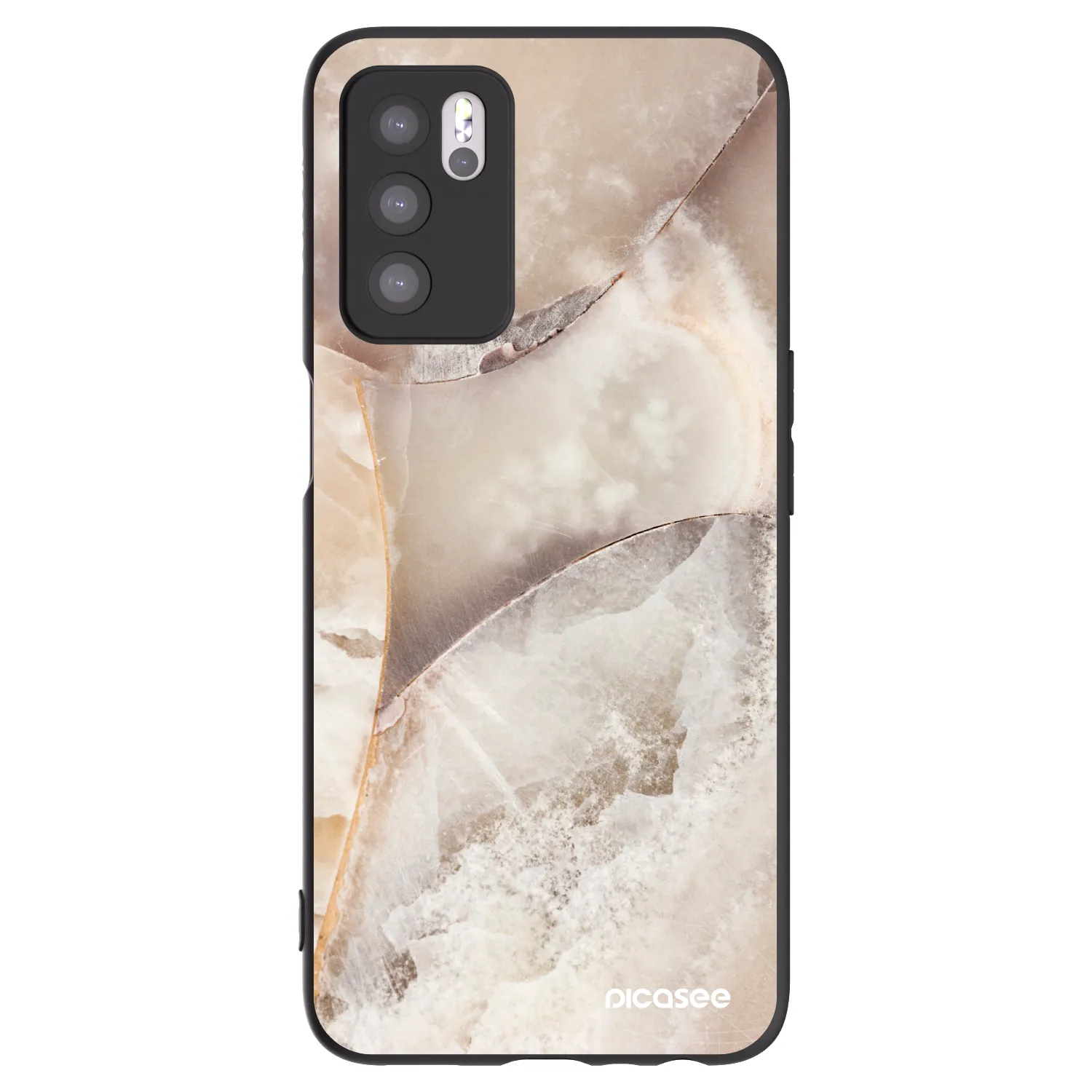 Picasee silikónový čierny obal pre OPPO A16s - Cream marble