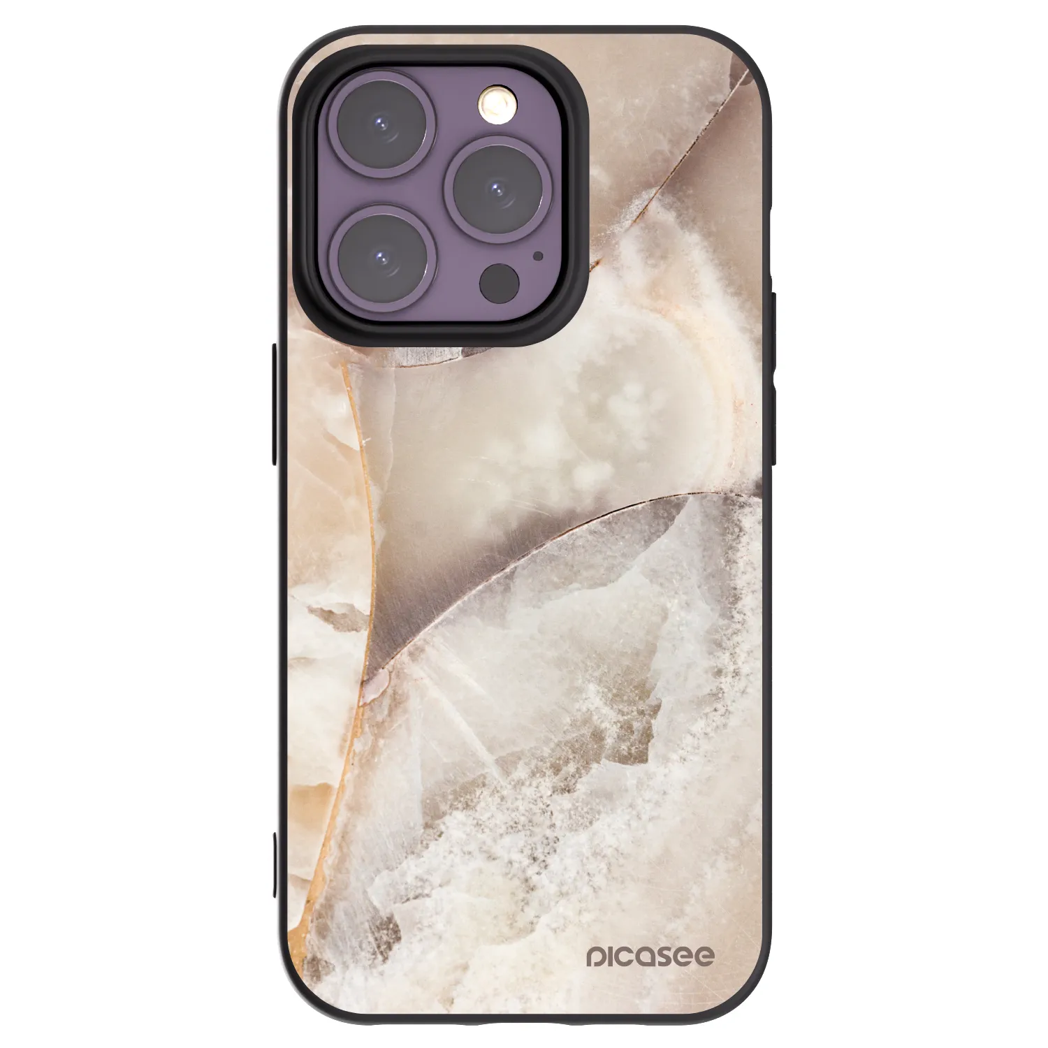 Silikónový čierny obal pre Apple iPhone 14 Pro - Cream marble