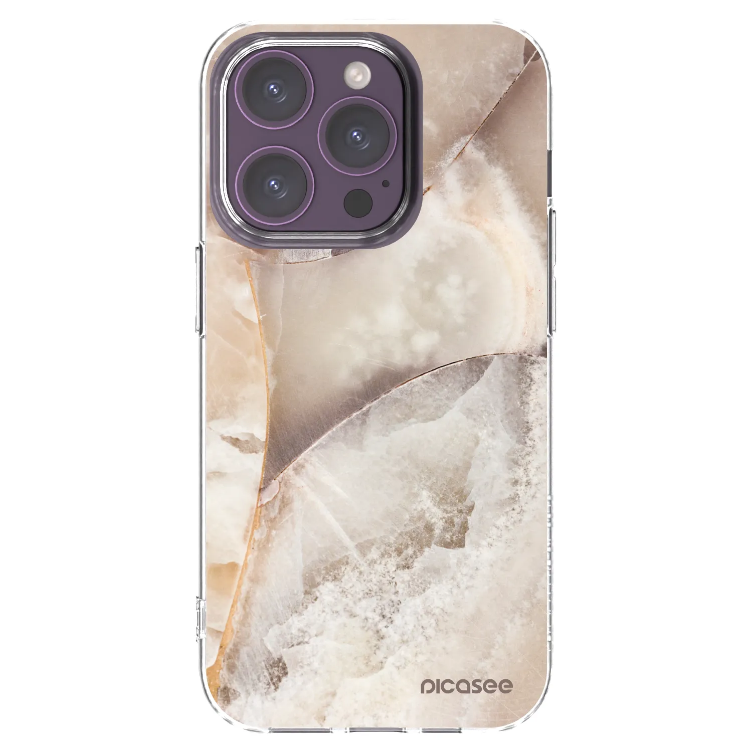 Silikónový prehľadný obal pre Apple iPhone 14 Pro - Cream marble