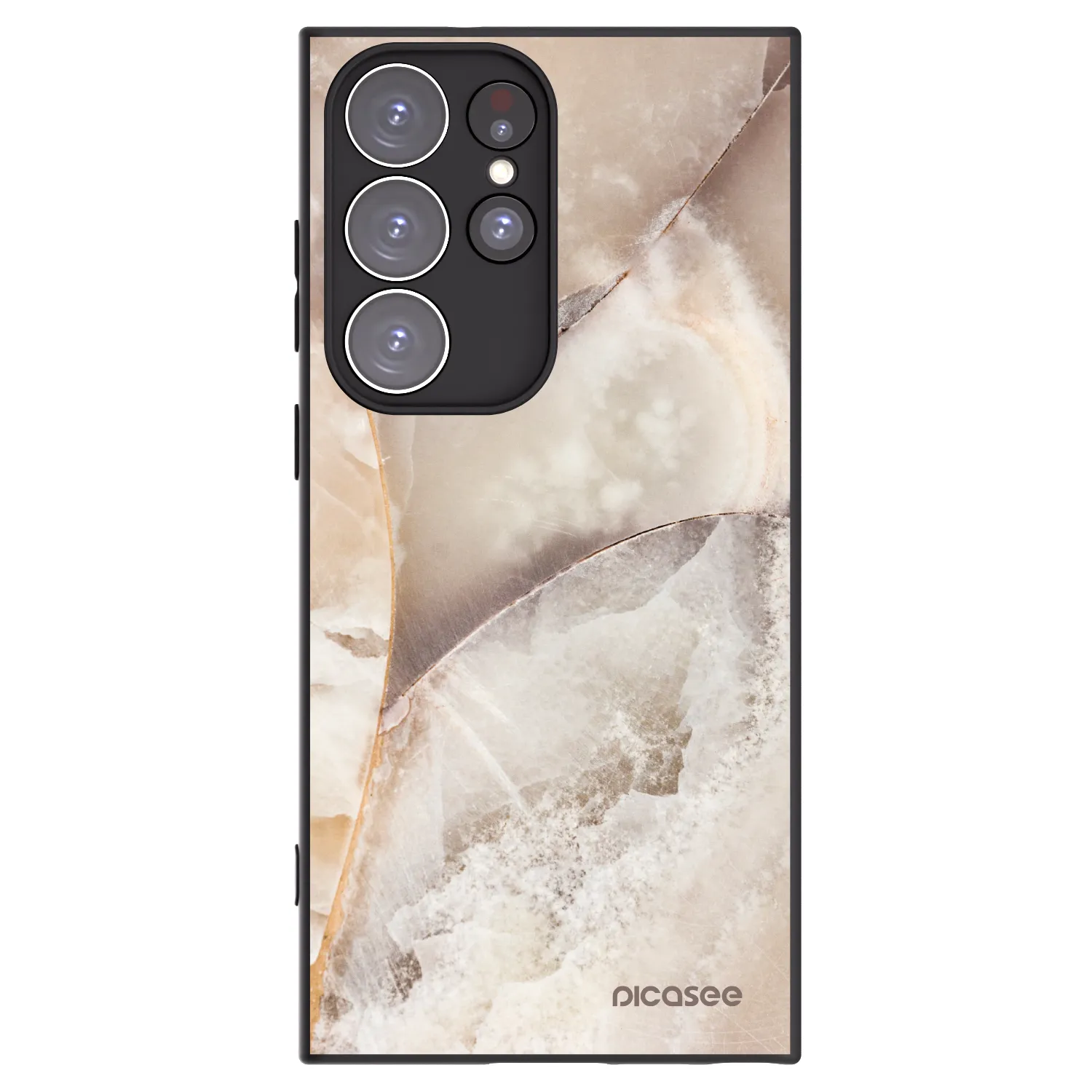 Picasee silikónový čierny obal pre Samsung Galaxy S23 Ultra 5G - Cream marble
