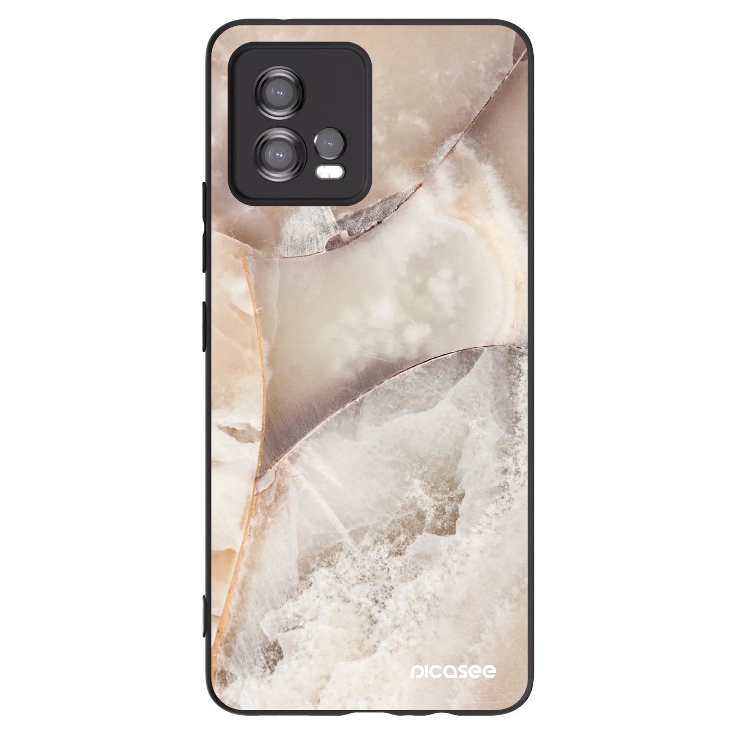 Picasee silikónový čierny obal pre Motorola Moto G72 - Cream marble