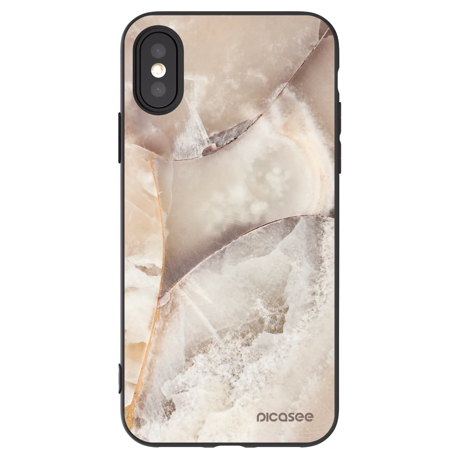 Picasee silikónový čierny obal pre Apple iPhone X/XS - Cream marble