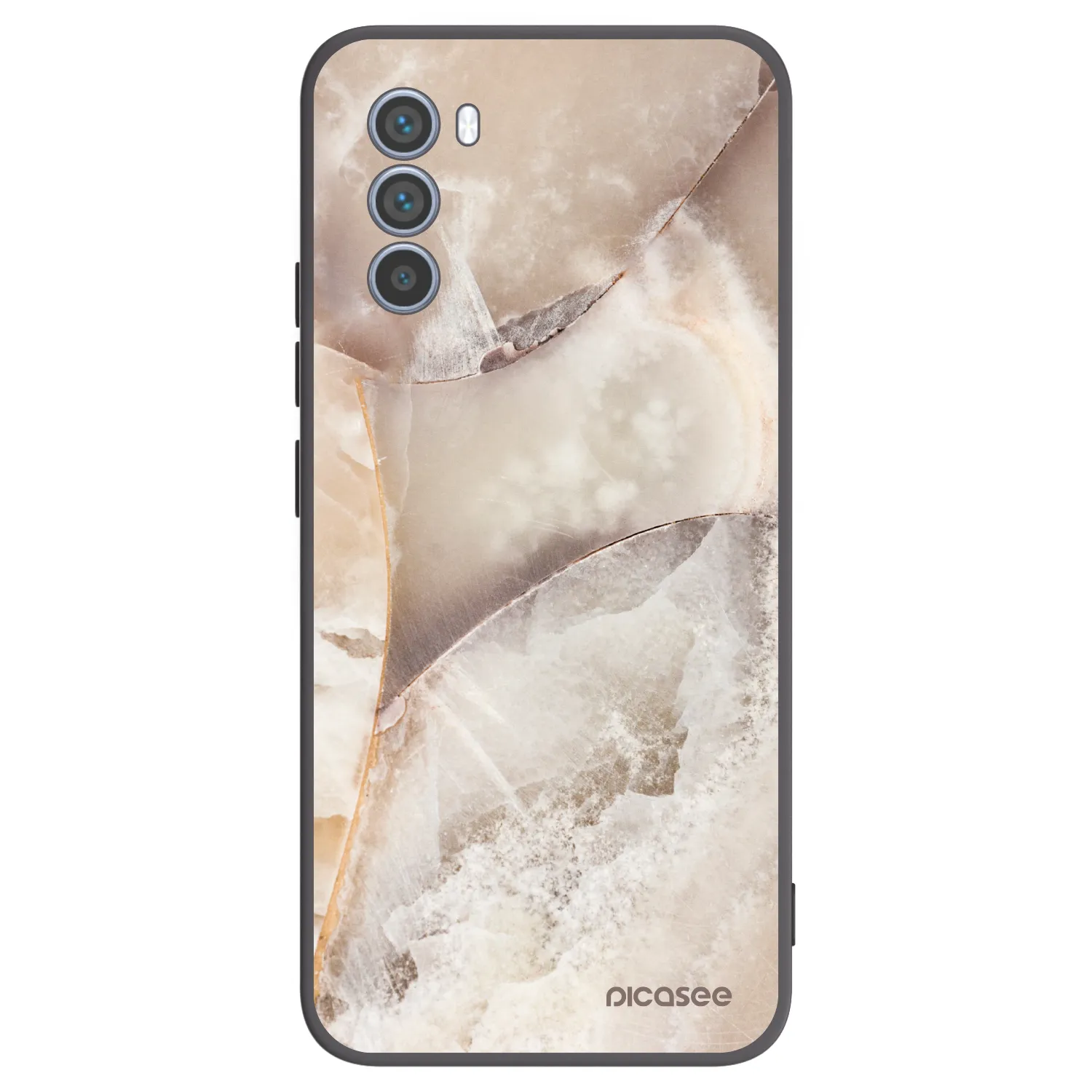 Picasee silikónový čierny obal pre Motorola Moto G62 - Cream marble