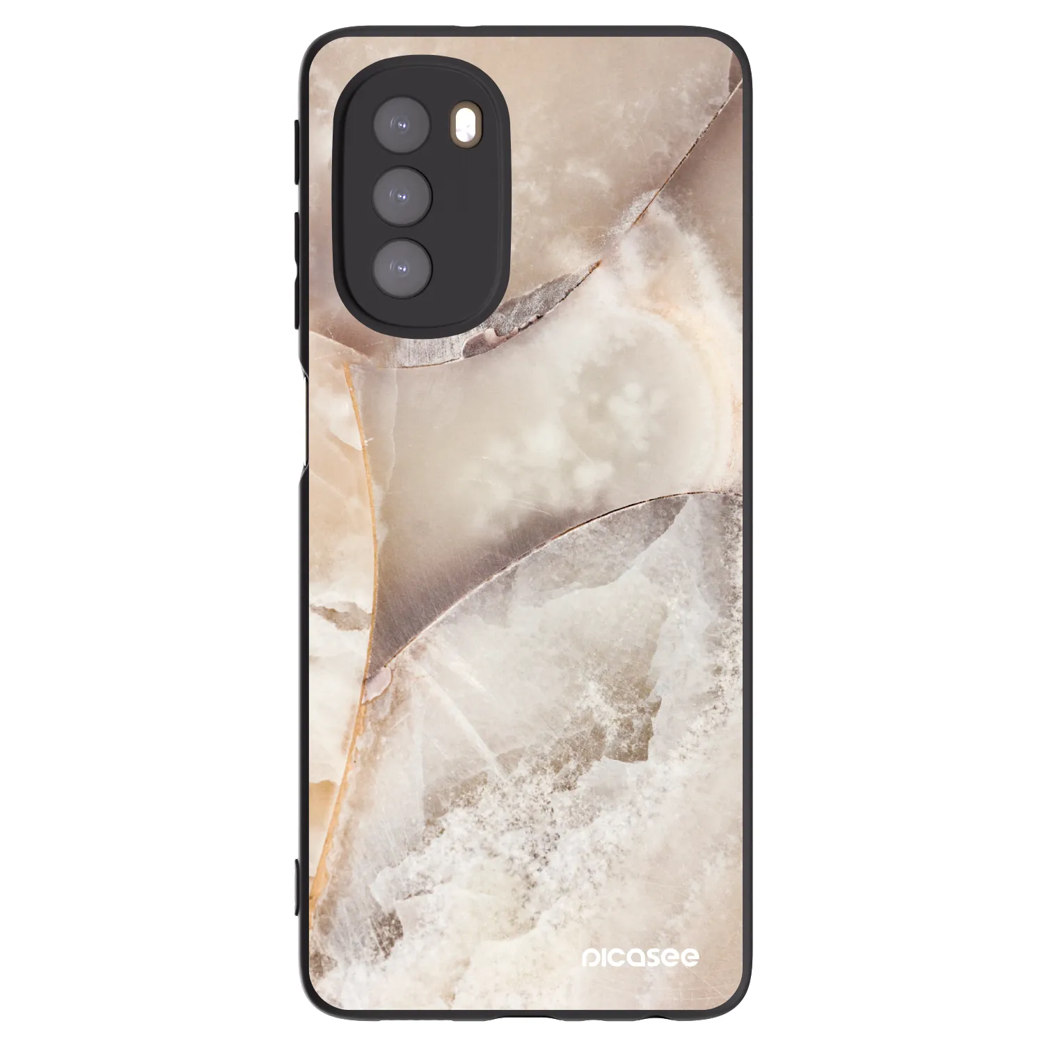 Picasee silikónový čierny obal pre Motorola Moto G51 - Cream marble