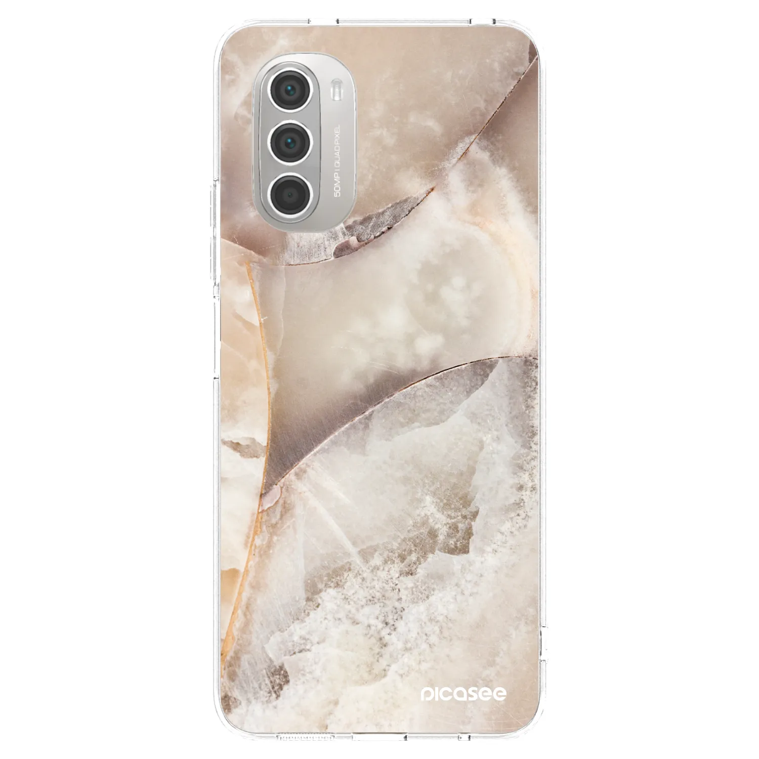 Picasee silikónový prehľadný obal pre Motorola Moto G51 - Cream marble