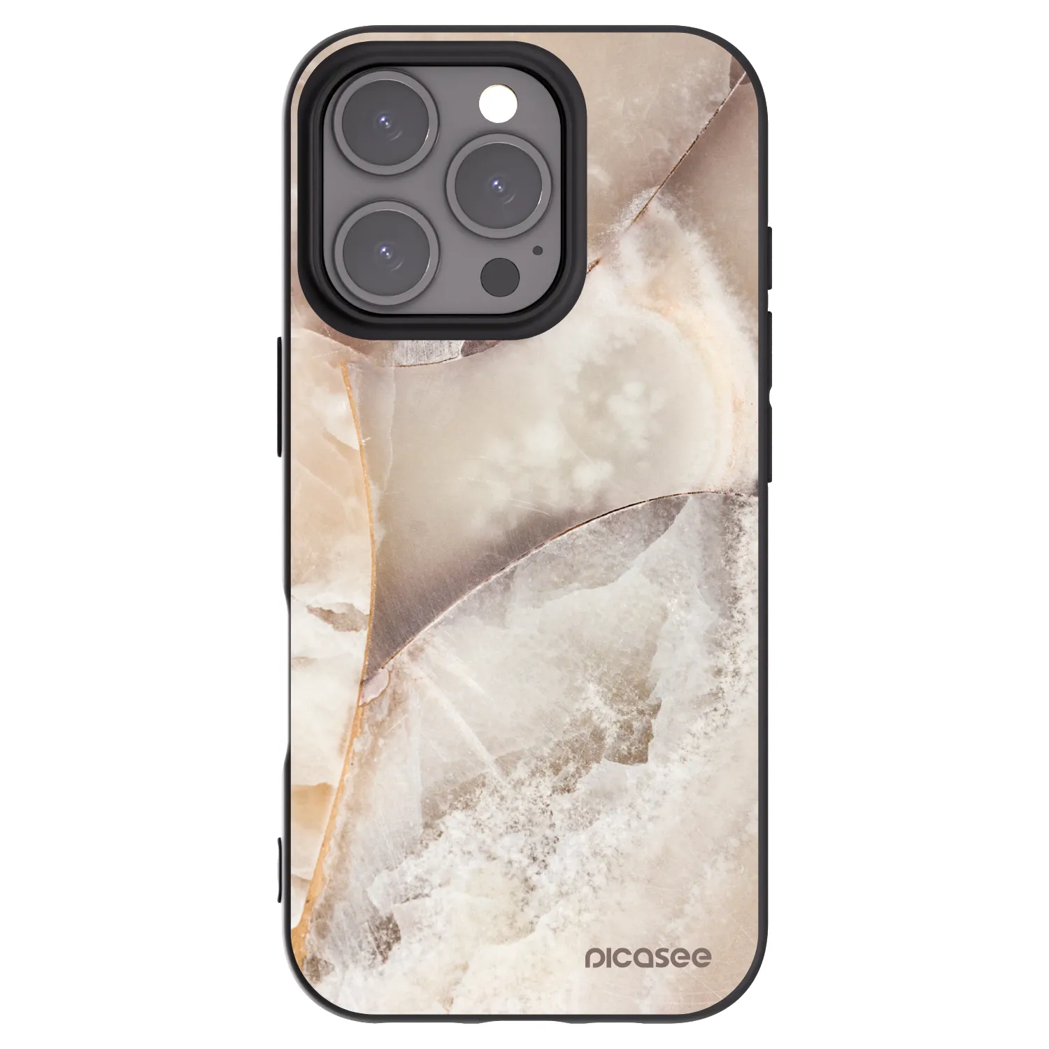 Picasee silikónový čierny obal pre Apple iPhone 16 Pro - Cream marble