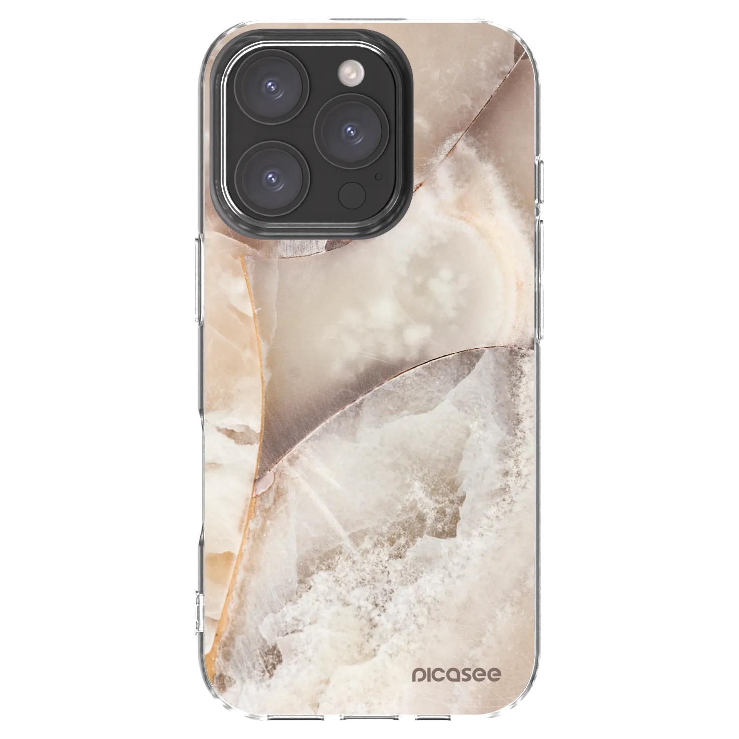 Picasee silikónový prehľadný obal pre Apple iPhone 16 Pro - Cream marble