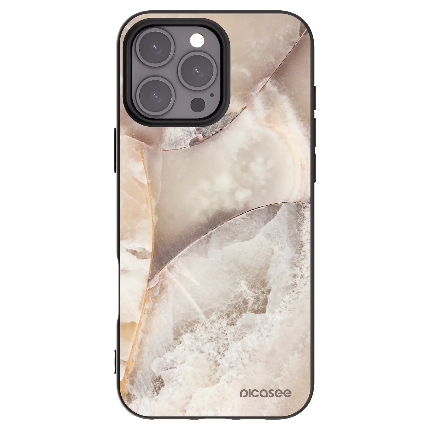 Silikónový čierny obal pre Apple iPhone 16 Pro Max - Cream marble