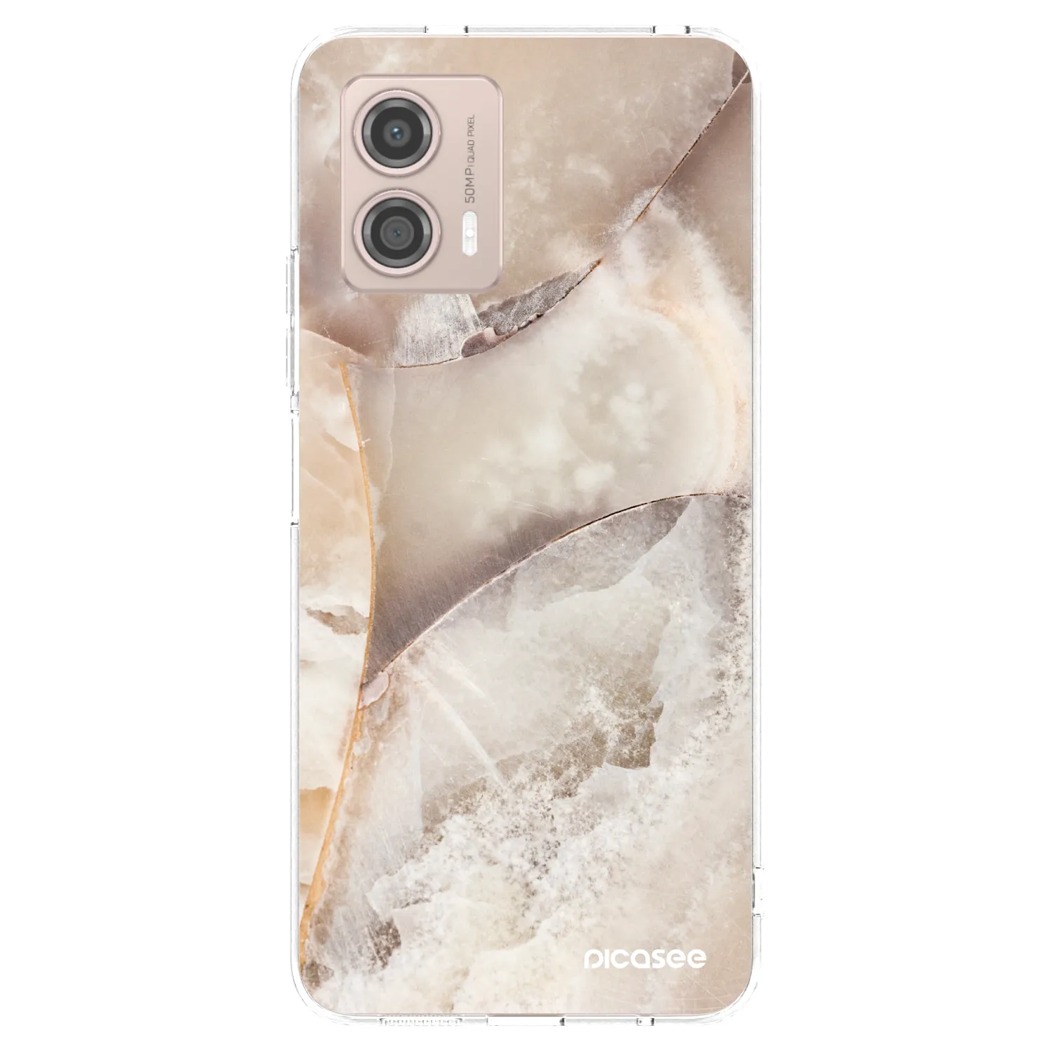 Picasee silikónový prehľadný obal pre Motorola Moto G53 5G - Cream marble