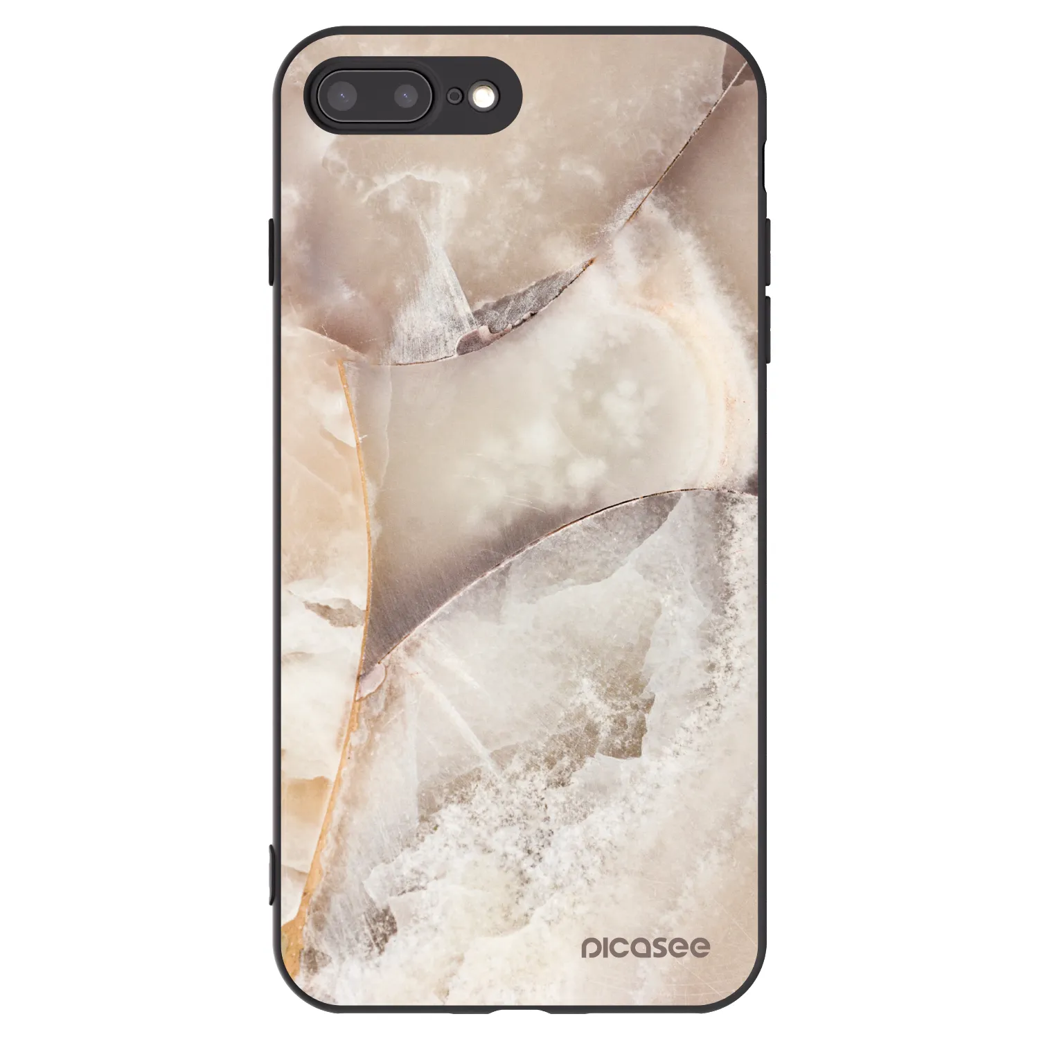 Picasee silikónový čierny obal pre Apple iPhone 7 Plus - Cream marble