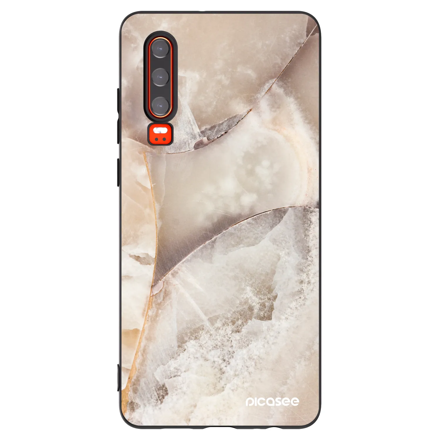 Picasee silikónový čierny obal pre Huawei P30 - Cream marble
