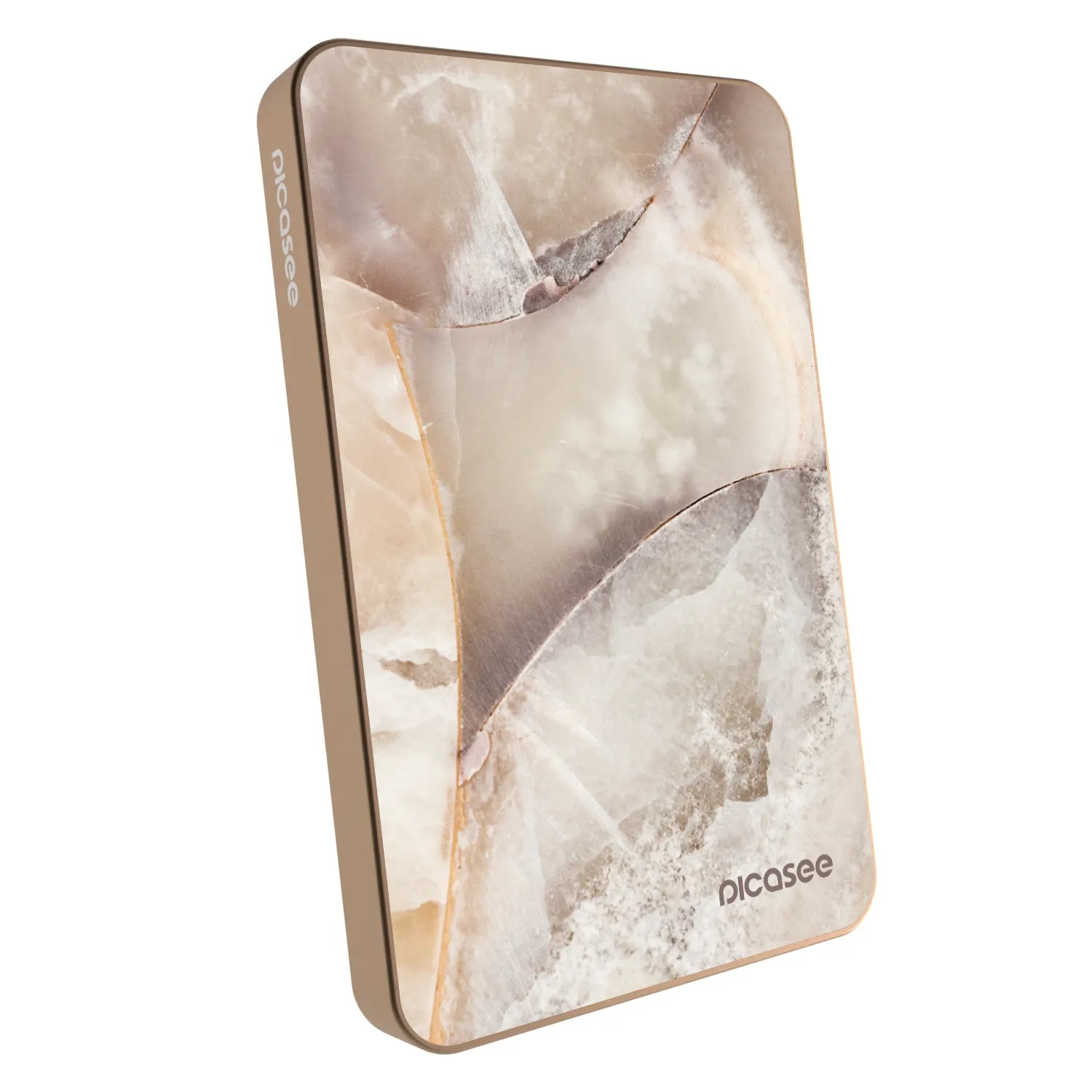 Picasee Powerbanka s MagSafe 5 000 mAh Zlatá - Cream marble