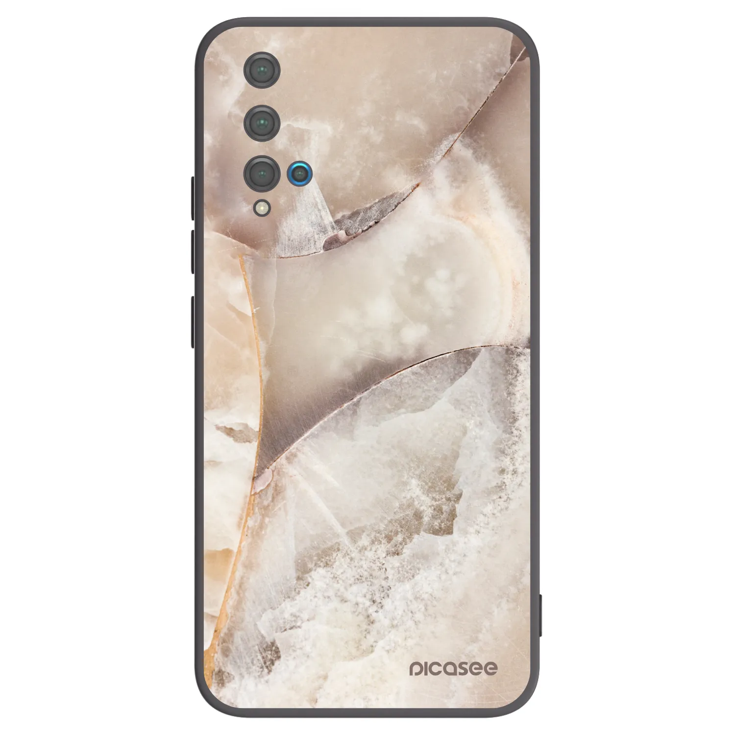 Picasee silikónový čierny obal pre Huawei Nova 5T - Cream marble