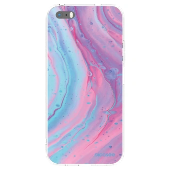 Picasee silikónový prehľadný obal pre Apple iPhone 5/5S/SE - Pink liquid