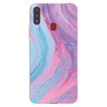 Picasee silikónový prehľadný obal pre Samsung Galaxy A20s - Pink liquid
