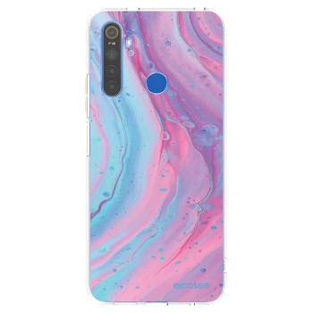 Picasee silikónový prehľadný obal pre Realme 5 - Pink liquid