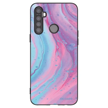 Picasee silikónový čierny obal pre Realme 5 - Pink liquid