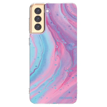 Picasee silikónový prehľadný obal pre Samsung Galaxy S21+ 5G G996F - Pink liquid