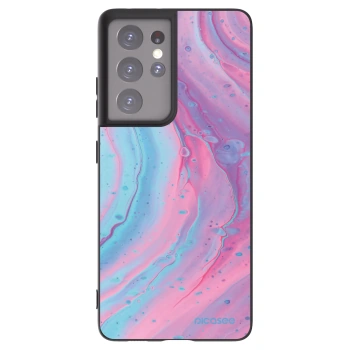 Picasee silikónový čierny obal pre Samsung Galaxy S21 Ultra 5G G998B - Pink liquid