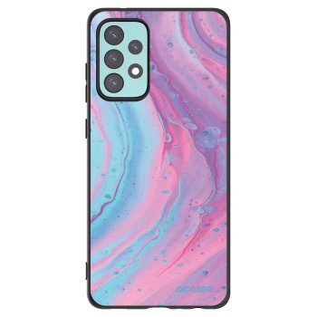 Picasee silikónový čierny obal pre Samsung Galaxy A72 A725F - Pink liquid
