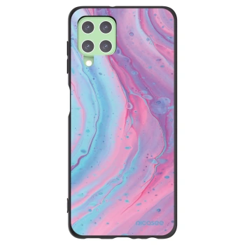 Picasee silikónový čierny obal pre Samsung Galaxy A22 A225F 4G - Pink liquid