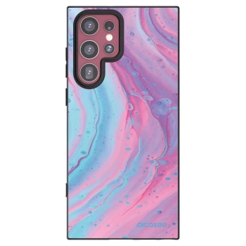 Picasee silikónový čierny obal pre Samsung Galaxy S22 Ultra 5G - Pink liquid