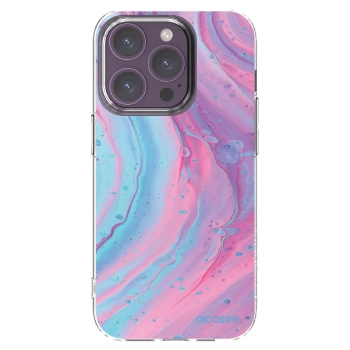 Picasee silikónový prehľadný obal pre Apple iPhone 14 Pro - Pink liquid