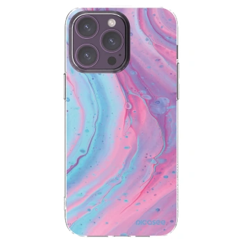 Picasee silikónový prehľadný obal pre Apple iPhone 14 Pro Max - Pink liquid