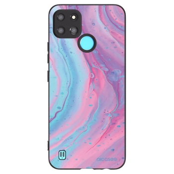 Picasee silikónový čierny obal pre Realme C21Y - Pink liquid