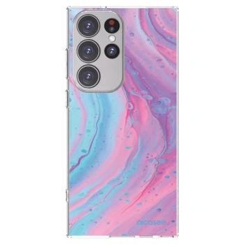 Picasee silikónový prehľadný obal pre Samsung Galaxy S23 Ultra 5G - Pink liquid