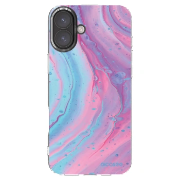 Picasee silikónový prehľadný obal pre Apple iPhone 16 Plus - Pink liquid