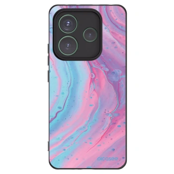 Picasee silikónový čierny obal pre Xiaomi Redmi Note 14 5G - Pink liquid