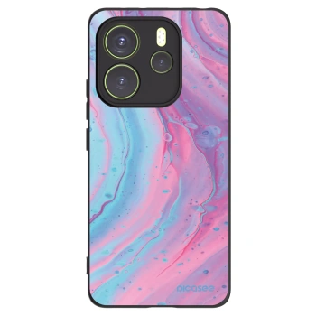 Picasee silikónový čierny obal pre Xiaomi Redmi Note 14 4G - Pink liquid