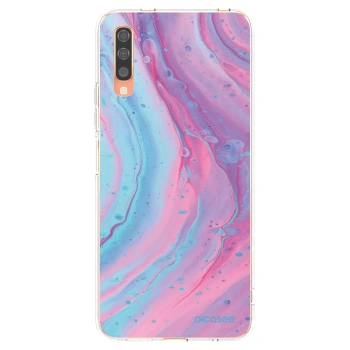 Picasee silikónový prehľadný obal pre Samsung Galaxy A70 A705F - Pink liquid