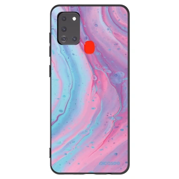 Picasee silikónový čierny obal pre Samsung Galaxy A21s - Pink liquid
