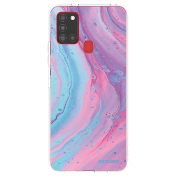 Picasee silikónový prehľadný obal pre Samsung Galaxy A21s - Pink liquid