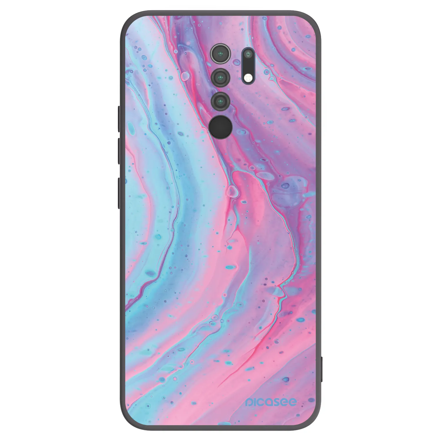 Picasee silikónový čierny obal pre Xiaomi Redmi 9 - Pink liquid