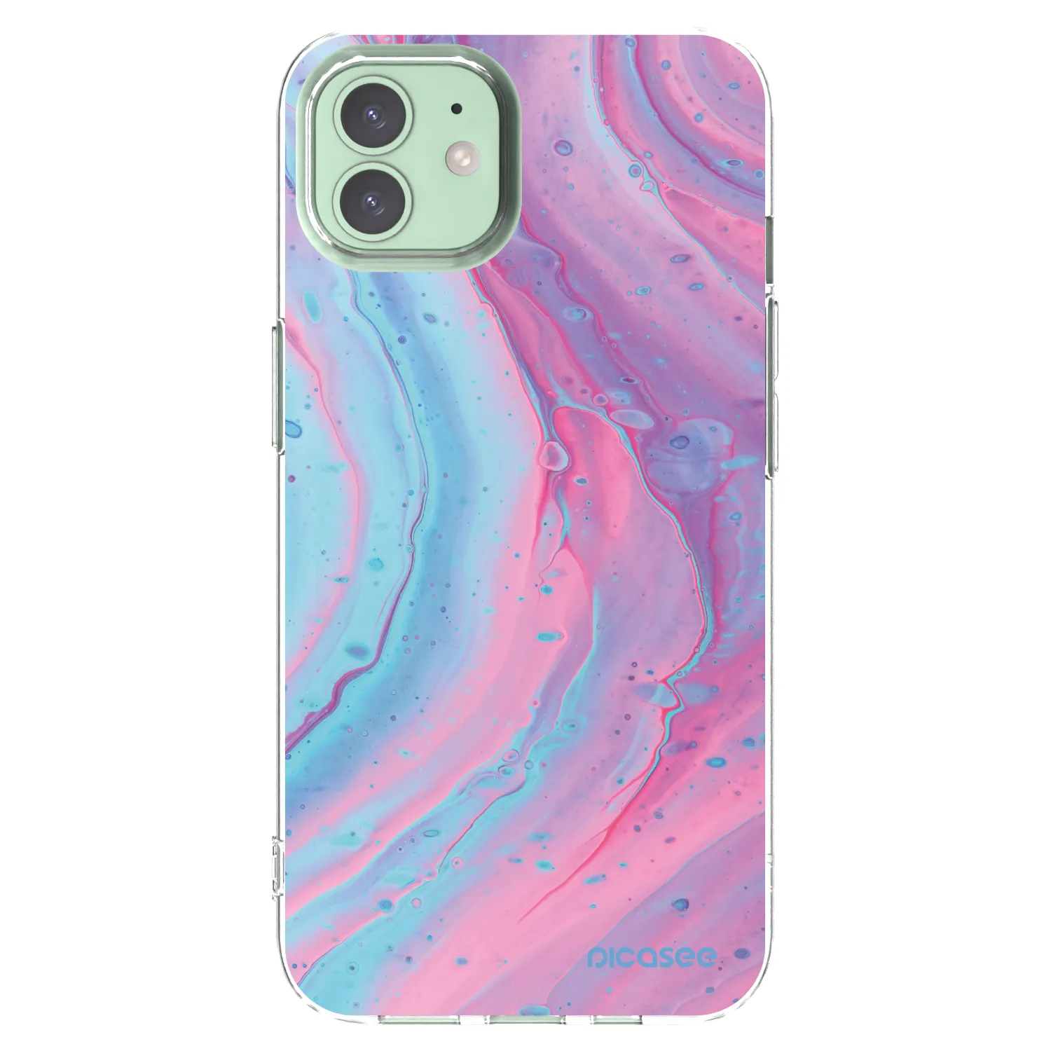 Picasee silikónový prehľadný obal pre Apple iPhone 12 - Pink liquid