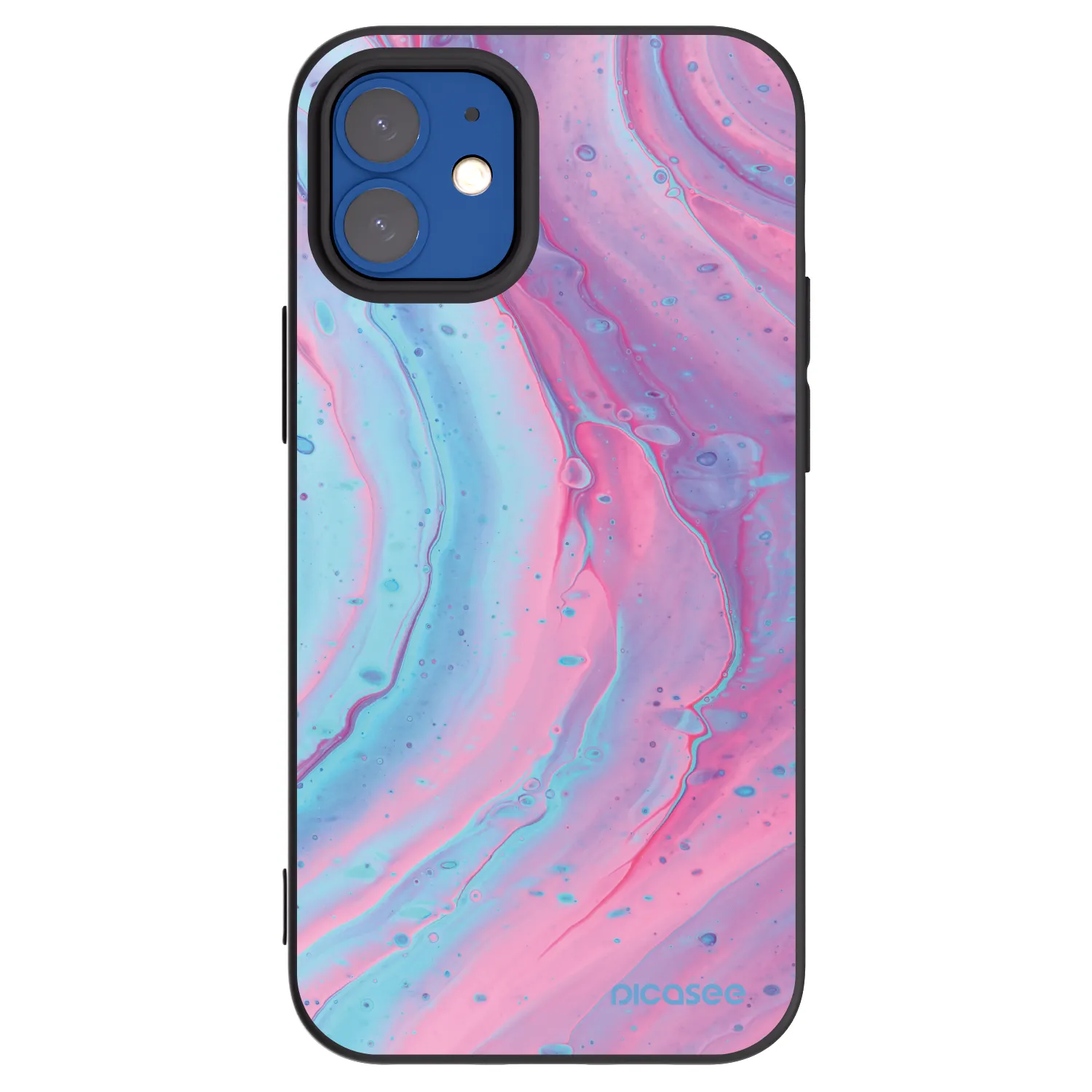Picasee silikónový čierny obal pre Apple iPhone 12 mini - Pink liquid