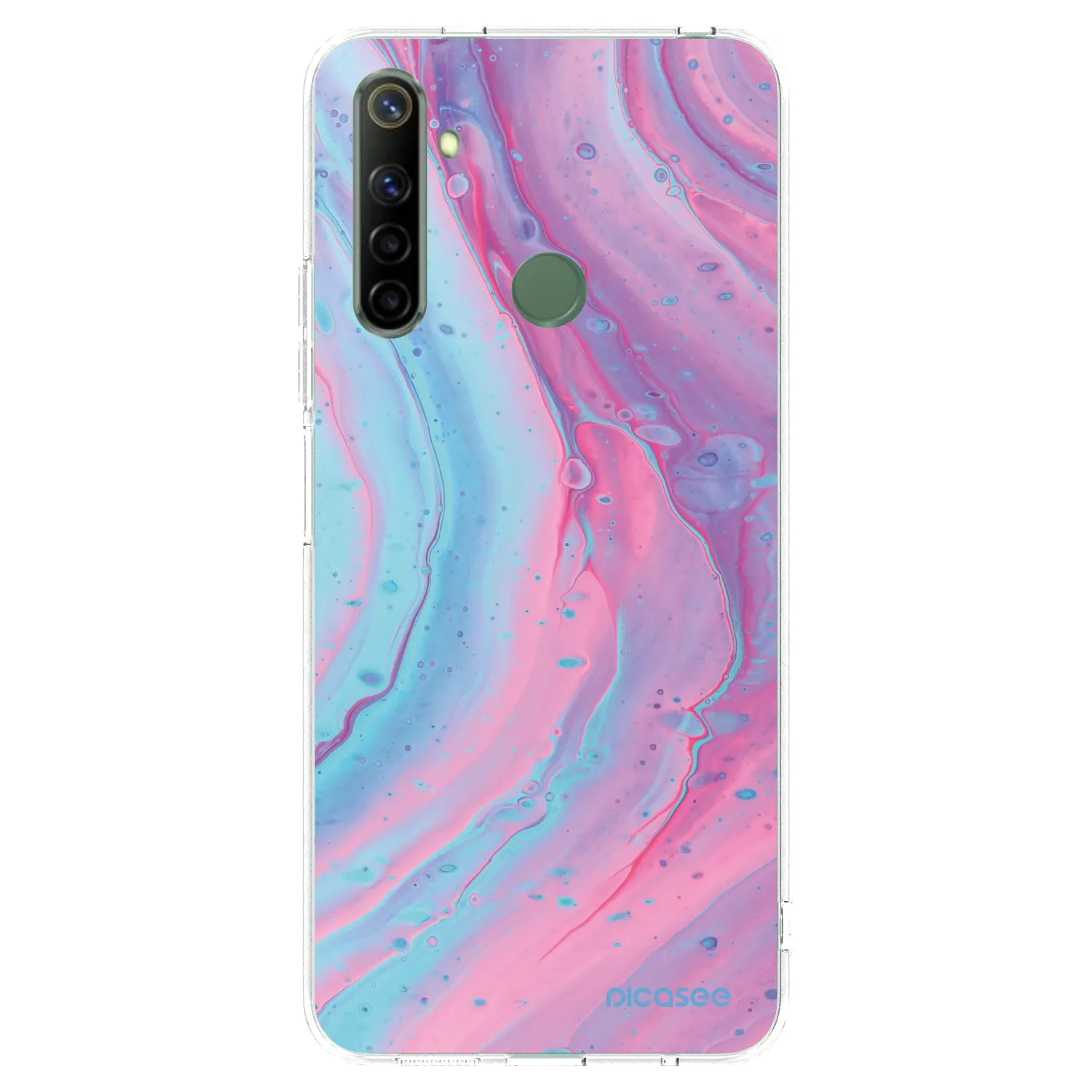 Picasee silikónový prehľadný obal pre Realme 6i - Pink liquid