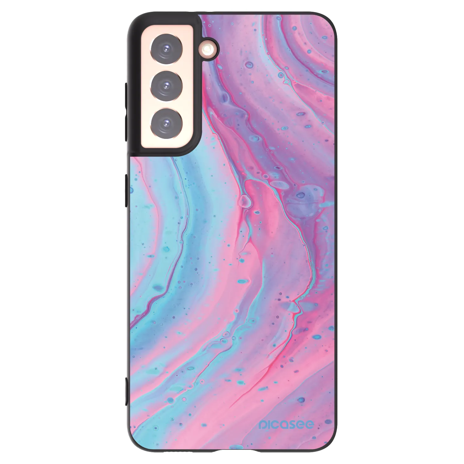 Silikónový čierny obal pre Samsung Galaxy S21 5G G991B - Pink liquid