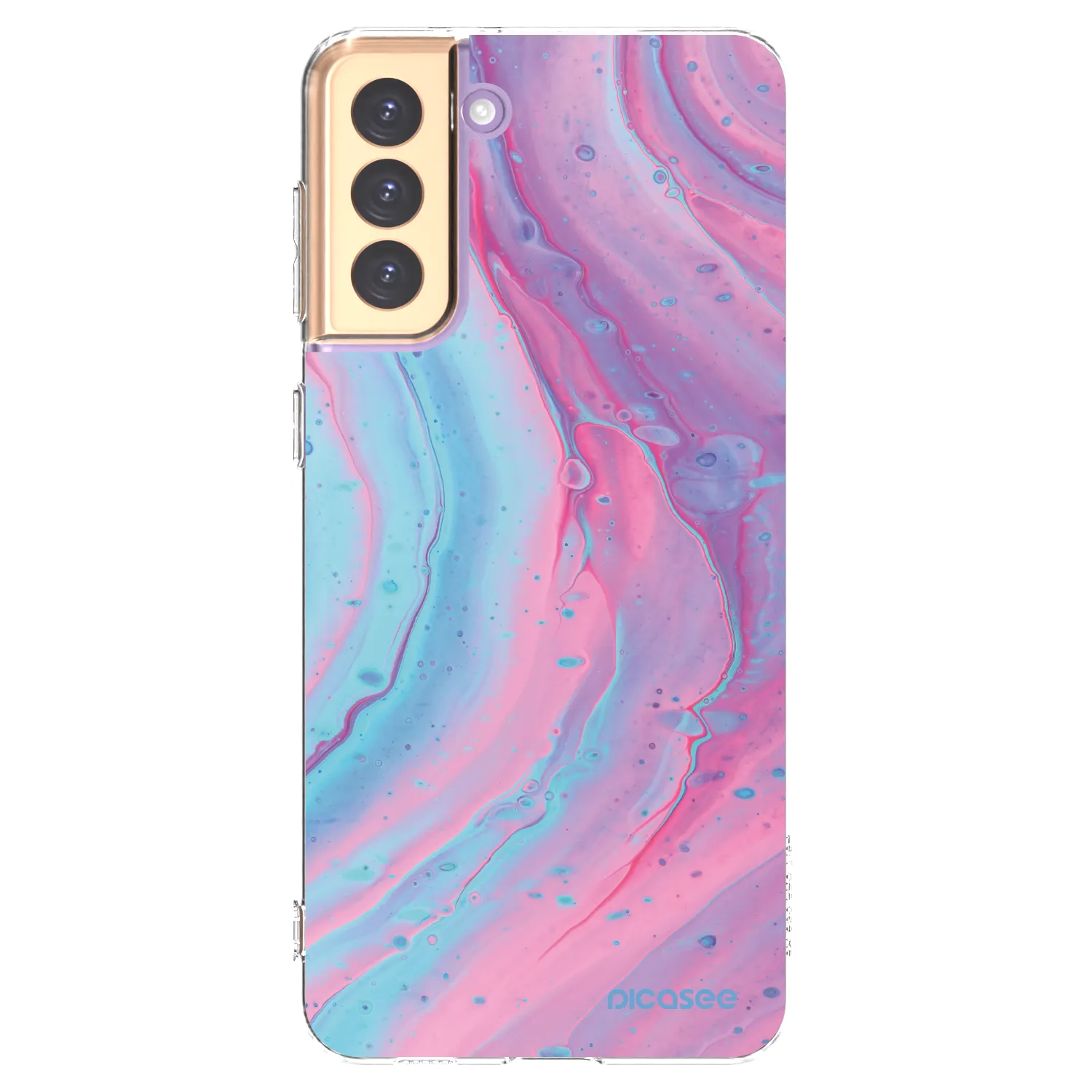 Picasee silikónový prehľadný obal pre Samsung Galaxy S21+ 5G G996F - Pink liquid