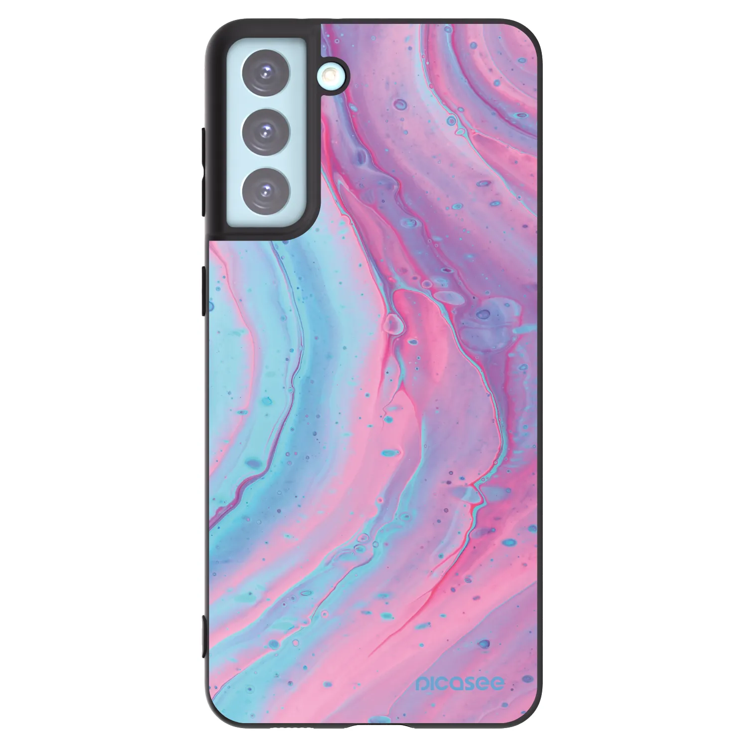 Picasee silikónový čierny obal pre Samsung Galaxy S21+ 5G G996F - Pink liquid