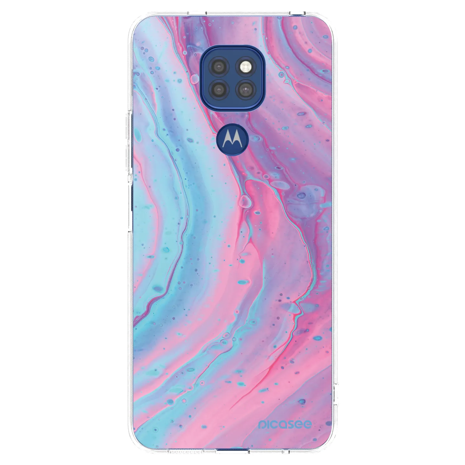 Silikónový prehľadný obal pre Motorola Moto G9 Play - Pink liquid