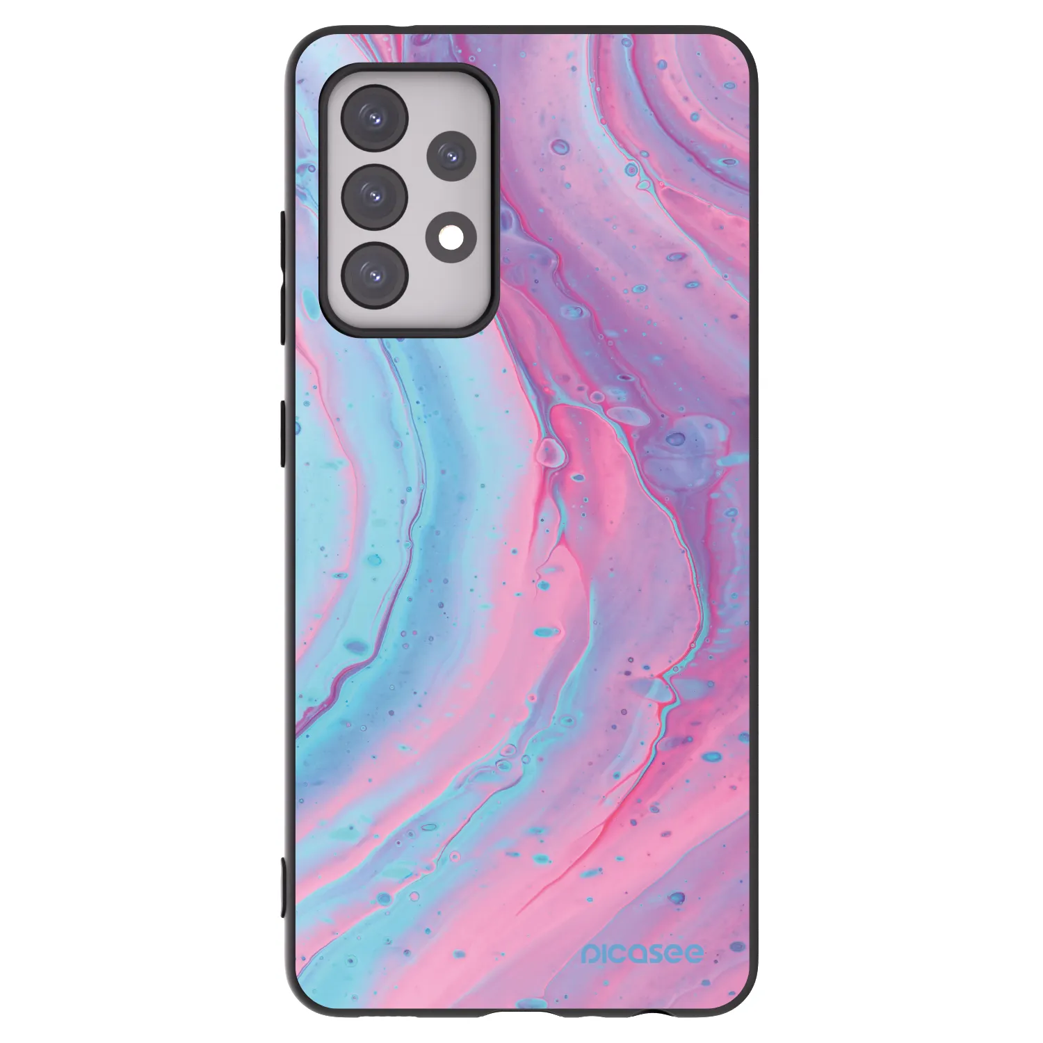 Picasee silikónový čierny obal pre Samsung Galaxy A52 5G A525F - Pink liquid