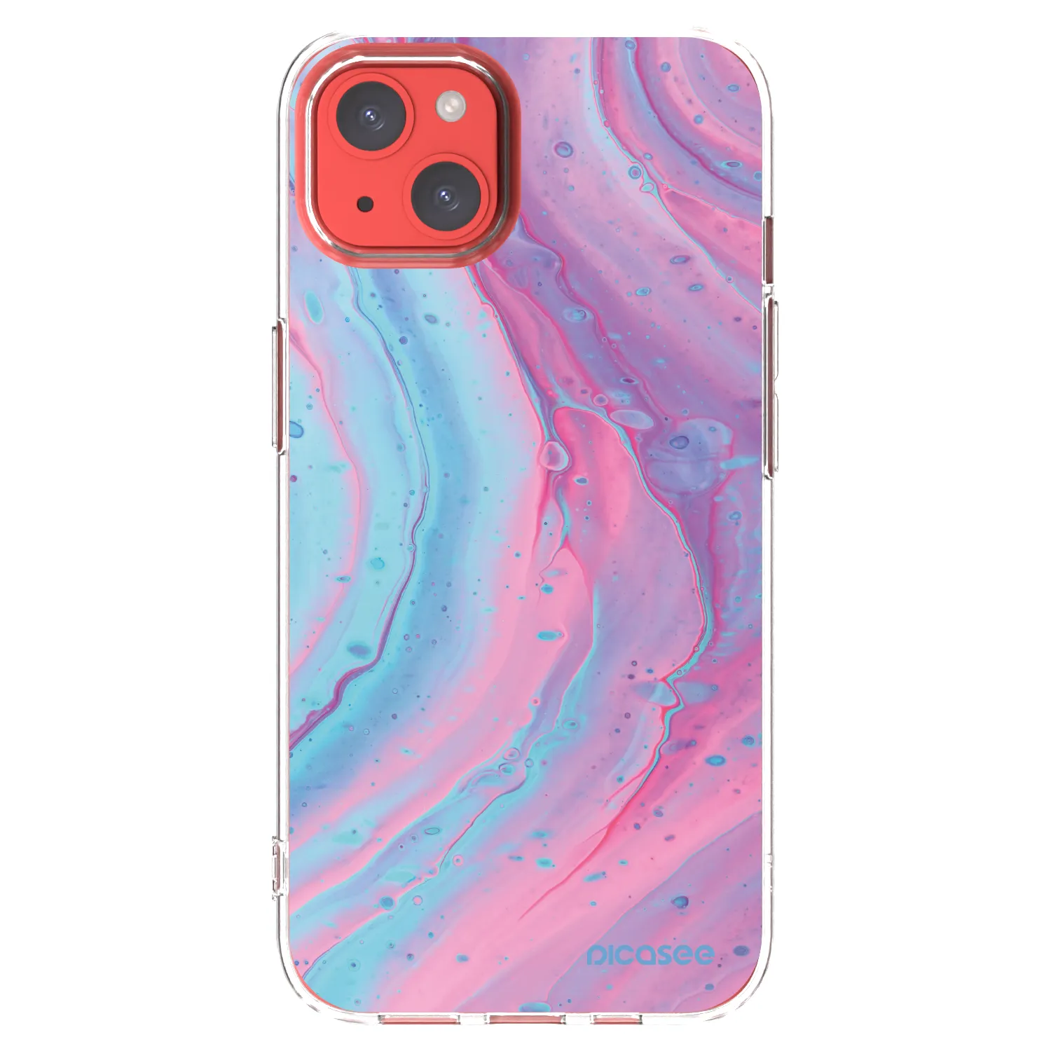 Silikónový prehľadný obal pre Apple iPhone 13 - Pink liquid
