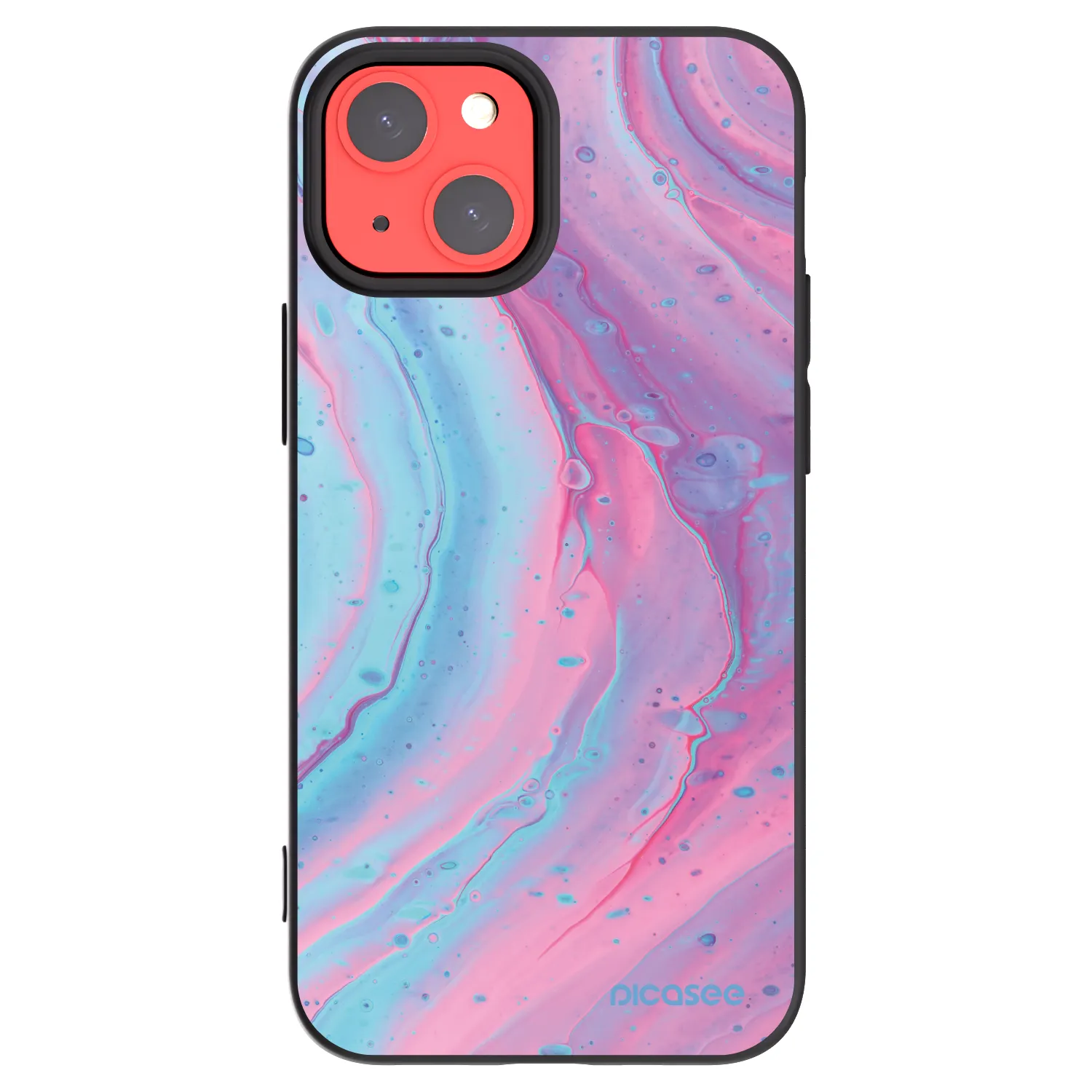 Silikónový čierny obal pre Apple iPhone 13 mini - Pink liquid