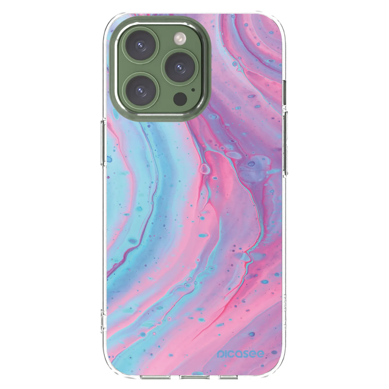 Picasee silikónový prehľadný obal pre Apple iPhone 13 Pro - Pink liquid