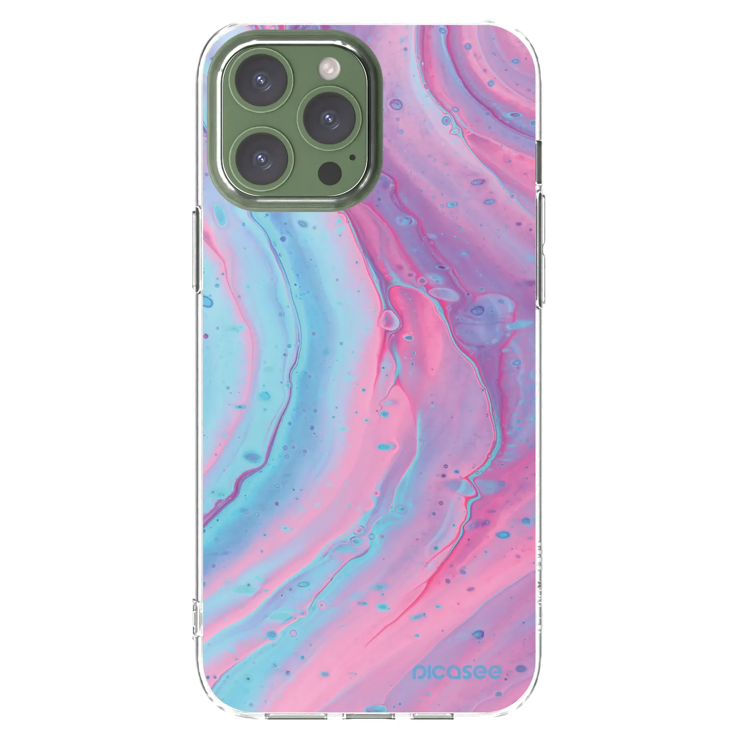 Silikónový prehľadný obal pre Apple iPhone 13 Pro Max - Pink liquid