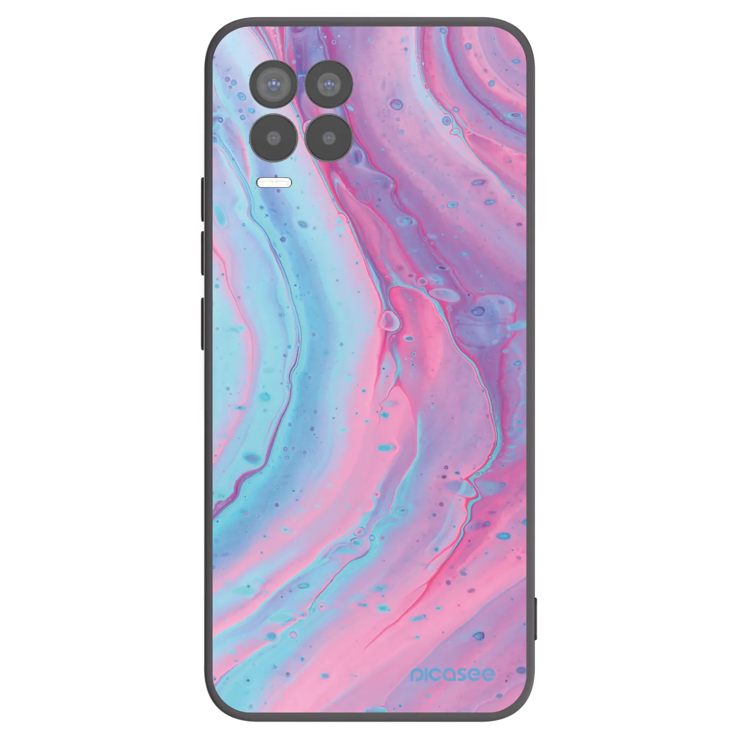 Picasee silikónový čierny obal pre Realme 8 Pro - Pink liquid